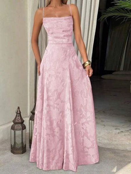 Unadoll Women's Lace Up Waist Cinching And Backless Lace Fabric Is Sexy And Elegant Pink Winter Dress, Suitable For Vacations, Dates, Returning To School, Christmas, New Year, Thanksgiving, Parties, Weddings, And Beach Wear