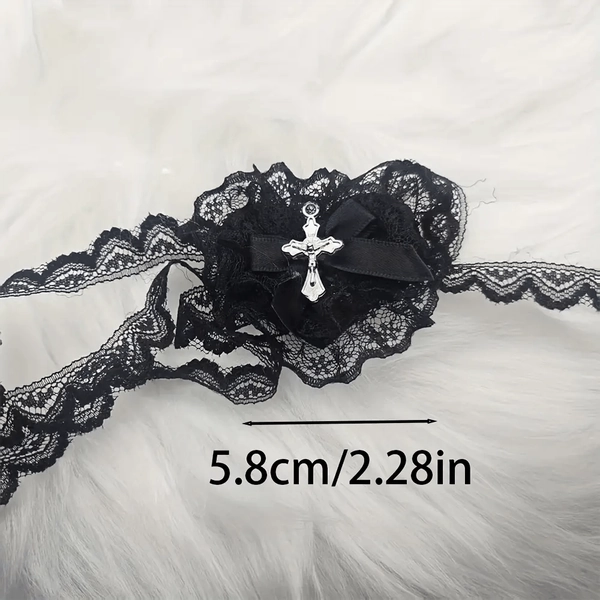 2/1pc Punk Cross Eye Mask Jewelry - Sweet Cool Lolita Dark Gothic Style Bow Cosplay Additions - Halloween