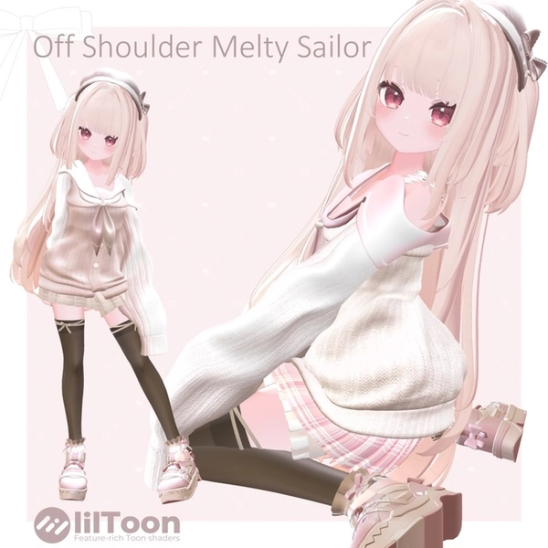 【9アバター対応】Off Shoulder Melty Sailor【VRChat想定】