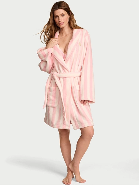 Pretty Blossom Pink Iconic Stripe Fluffy Robe - Size XS-S