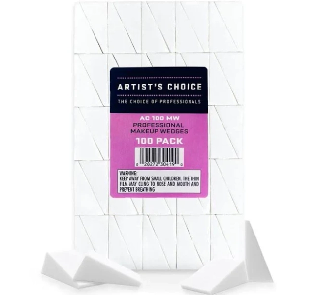 Artist's Choice 100 Pack Makeup Sponge Mini Applicator Wedges, Triangle Cosmetic Sponges for Foundation, Blush, Eye Shadow, Blending and Smoothing,