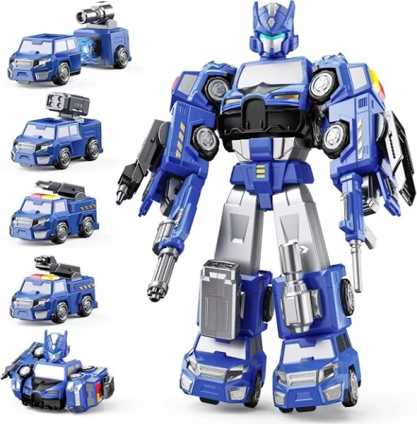 5 In 1 Magnetic Transform Trucks Robot Toys Gifts for 3 4 5 6 Year Old