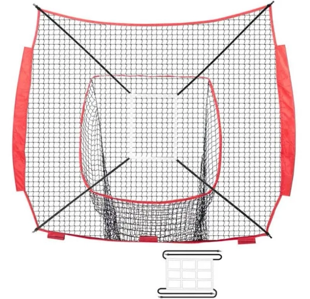 SKYSHALO 7 x 7 ft. Baseball Softball Practice Net Portable Baseball Training Net for Hitting Batting Catching Pitching