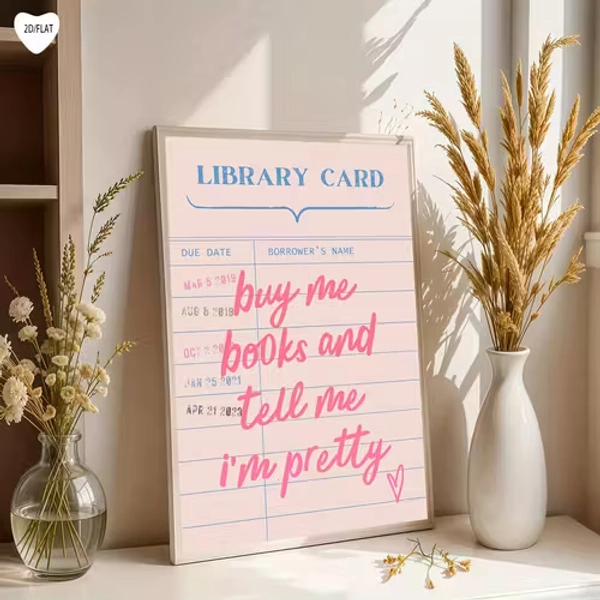 1pc   library card design canvas printed poster - Temu