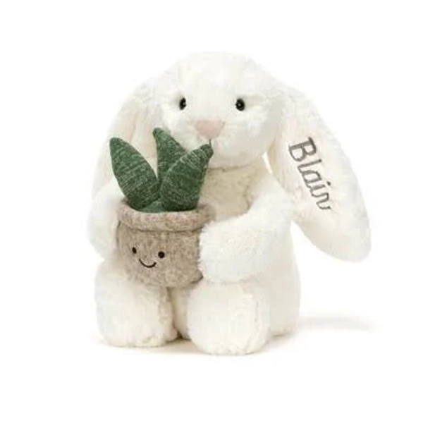 Jellycat Personalised Cream Bunny with Plant