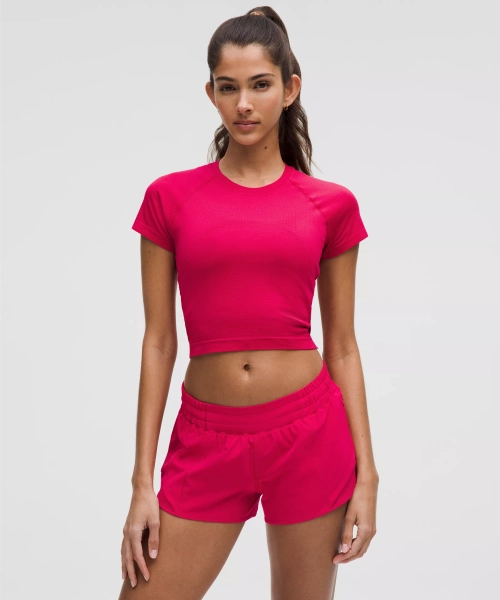 Swiftly Tech Cropped Short-Sleeve Shirt 2.0 - Pink Dragonfruit/Pink Dragonfruit - 10