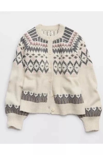 Aerie Classic Cardigan Women's Natural M