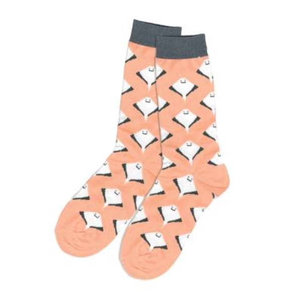 Stingray Pattern Socks: Fun Peach Novelty Socks