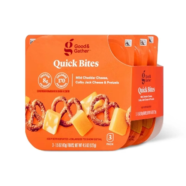 Quick Bites Pretzels, Mild Cheddar Cheese & Colby Jack Cheese - 4.5oz/3ct - Good & Gather™