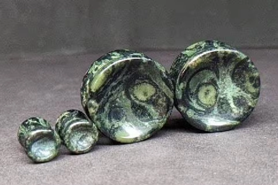 Concave Green Eye Jasper Stone Plugs