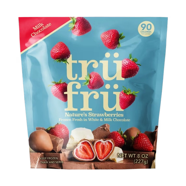 Tru Fru Frozen Strawberries in Milk & White Chocolate, 8oz