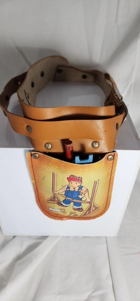 Vintage 1970s 1980s Childrens Toolbelt Toy Embossed Leather Belt W/tools