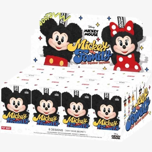 Pop Mart x Disney Mickey Family Vinyl Face Plush Keychain with Sealed Case of 8