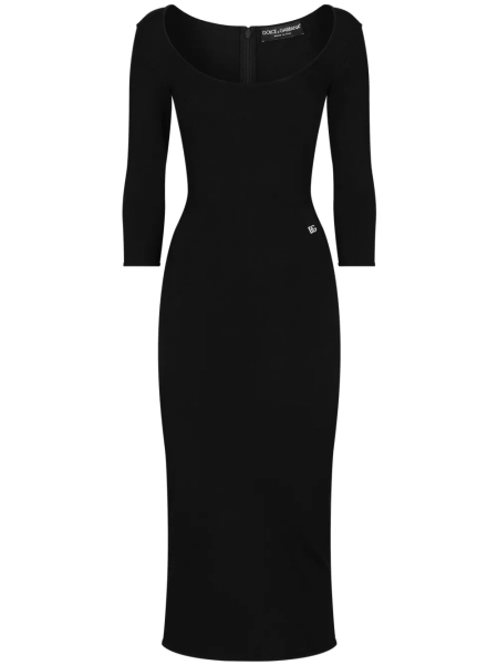 Dolce & Gabbana robe mi-longue à plaque logo | 36
