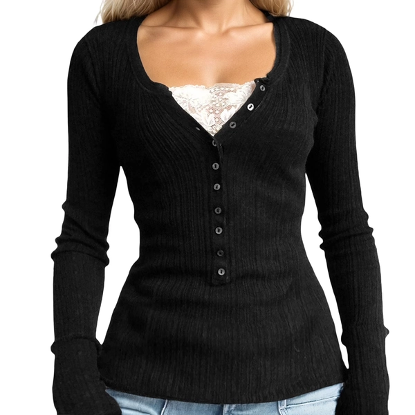 Bibifish Womens T-Shirts Fall Long Sleeve Scoop Neck Fine Rib Fitted Tees Fall Layering Workwear Base Daily Casual Everyday Tops - Walmart.com