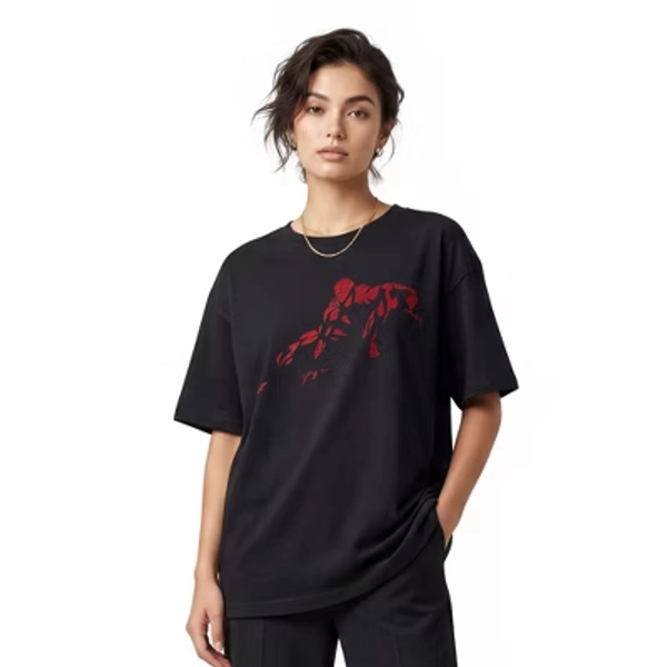 Marvel: Spider-Man Womens Vintage Red Wraith Shadow Pose Boyfriend T Shirt - Black - 3X Large