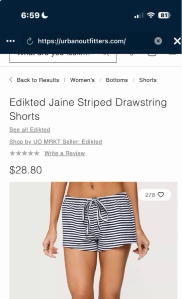 Edikted Jaine Striped Drawstring Shorts