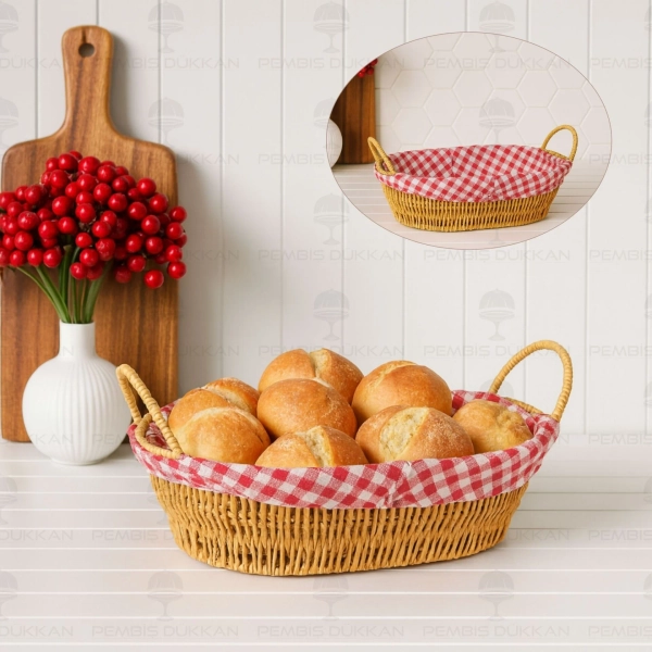Pembiş Dükkan | OVAL RATTAN BEZLİ EKMEKLİK (9T11)