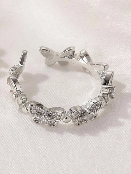 Rhinestone Butterfly Cuff Ring