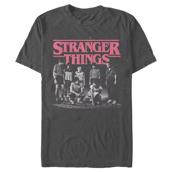 Men's Stranger Things Title Logo Faded  T-Shirt - Charcoal - Large