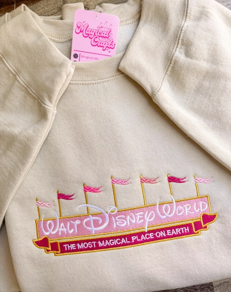 WDW  Embroidered Crewneck Sweatshirt - Pink
