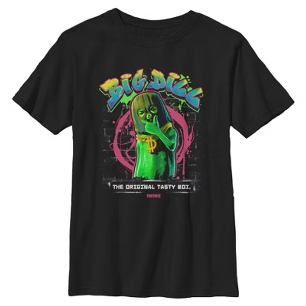 Boys Fortnite The Original Tasty Boi Graffiti T Shirt - Black - Medium