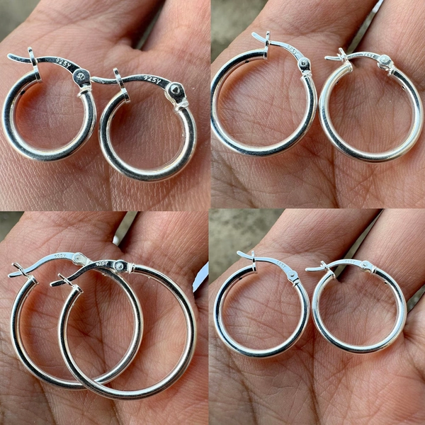Sterling Silver Hoops, 925 Sterling Silver Hoop Earrings, Round Hoop Earrings, Pierced Earrings, Silver Earrings, 13mm, 18mm, 23mm, 35mm