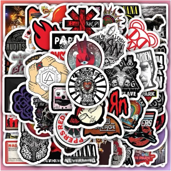 Grunge Rock Stickers Sheet| Vinyl Decals 40 designs (4 Full Sheets)