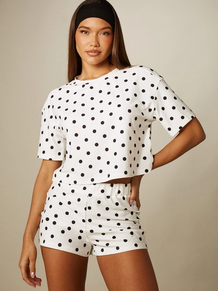 MISSGUIDED Polka Dot Crop Top And Mini Shorts Co-Ord