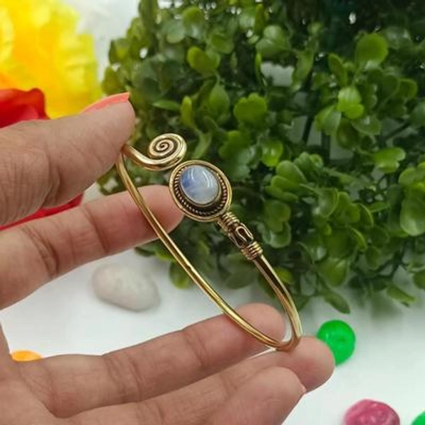 Handcrafted Gold-Plated Moonstone Bracelet -Minimalist Adjustable Jewelry |Adjustable Gold-Plated Moonstone Cuff Bracelet| |Aarti Jewellers|