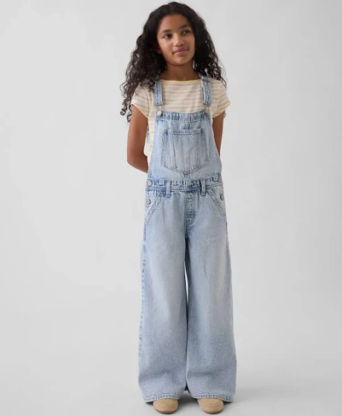 Gap Girls Baggy Denim Stripe Overalls