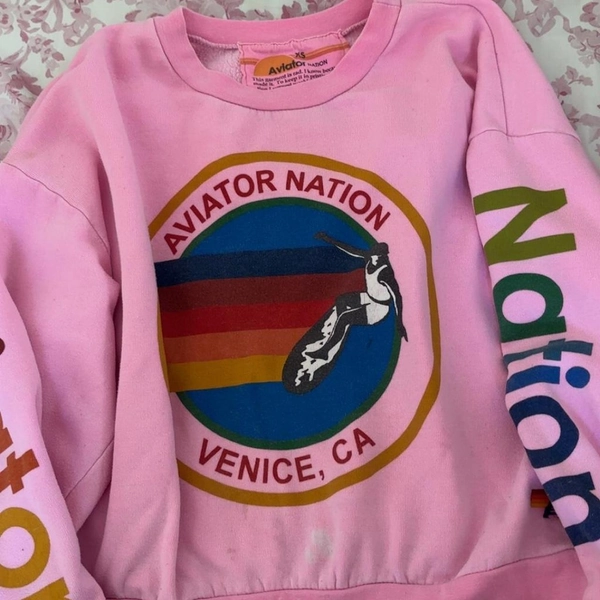 Aviator Nation Pink Crewneck, few small stains on...