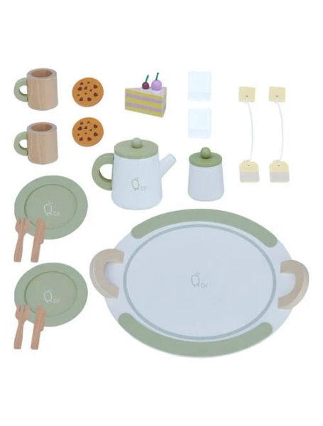 Teamson Kids Little Chef Frankfurt Wooden Play Kitchen Tea Party Set