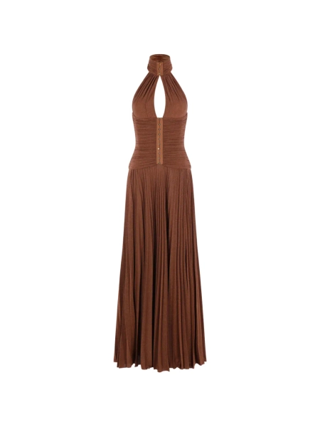 Elisabetta Franchi robe longue plissée à dos ouvert | 40