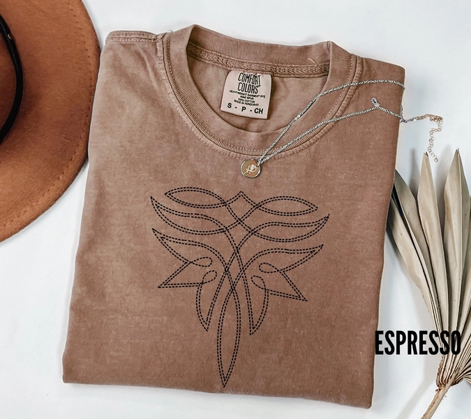 Boot Stitch Graphic Tee: Western Cowgirl Comfort Colors Shirt