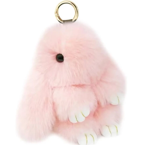 Bunny Keychain Soft Fluffy Rabbit Keychain Cute Colorful Rabbit Fur Pom Pom Key Rings for Women Pendant Accessories