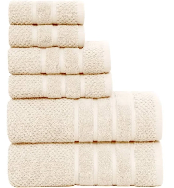 Luxurious Absorbent 650 GSM Combed Cotton 6 Piece Towel Set