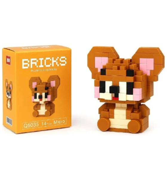 Mini Micro Building Blocks Brown Mouse Toy – Cute Puzzle Figure