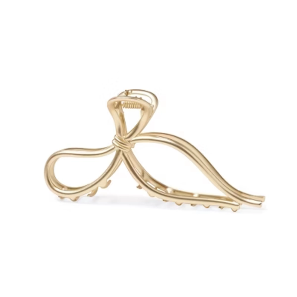The Hair Edit Gilded Bow Clip: All Hair Types Styling Accessory, Metal Hair Clip for Hair Styling, Single Piece