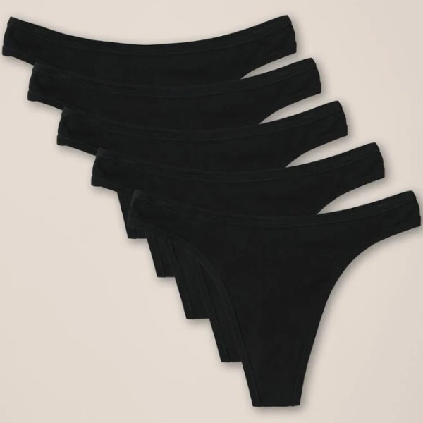 PACT Women's Organic Everyday Classic Fit Thong 5-Pack