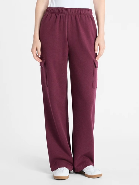 No Boundaries Fleece Cargo Wide-Leg Pants, 30'' Inseam, Women's