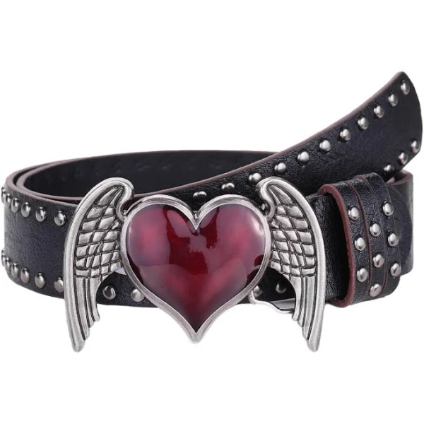 FAYZSOWSR Heart Wing Studded Belt