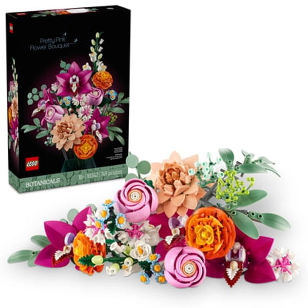 LEGO Botanicals Pretty Pink Flower Bouquet Building Set for Adults - Gifts for Christmas - Artificial Flowers for Decor or Table Display - 10342