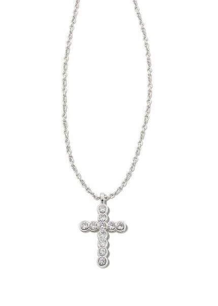 Kendra Scott White Crystal Cross Pendant Necklace