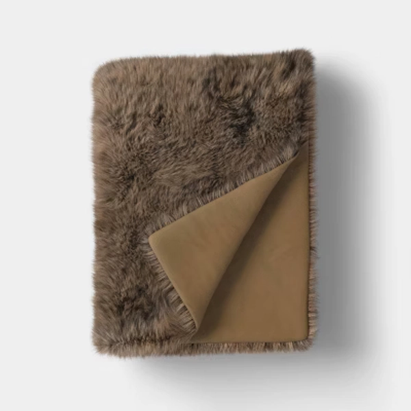 Faux Fur Throw Blanket Brown - Threshold™