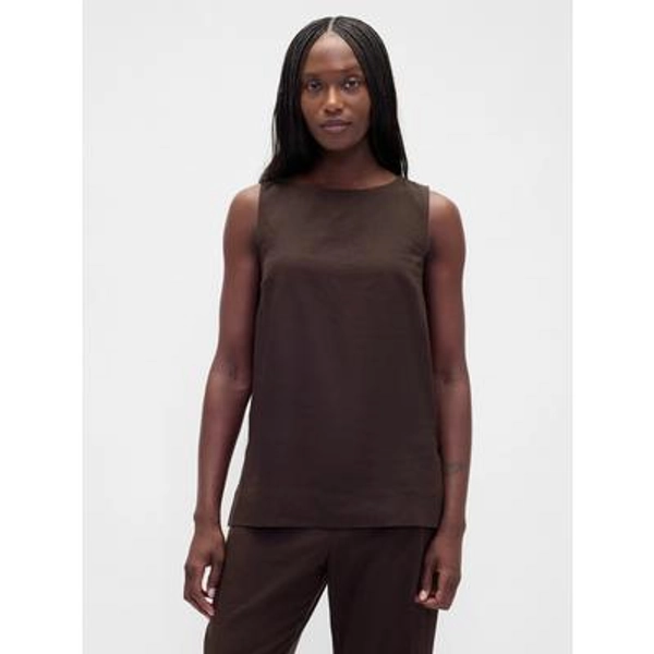 Linen-Blend Shell Tank Top