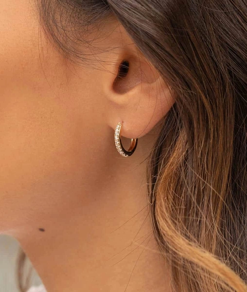 Boucles d'oreilles créoles zircons Plaqué or