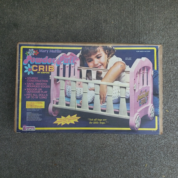 Vintage 1980 Empire Toys Girls Love Mary Muffin Powder Puff Baby Doll Crib New