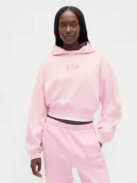 GAP VintageSoft Crop Logo Hoodie Ultra-Soft Cotton Blend Cozy Feel Modern Cropped Silhouette Long Sleeve Casual Autumn Womenswear