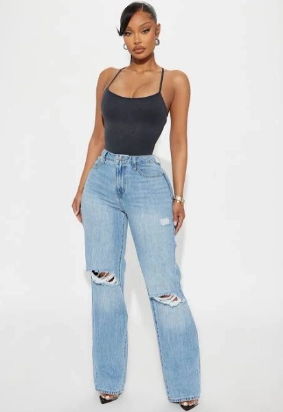 Fashion Nova Women's London High Rise Straight Leg Jeans